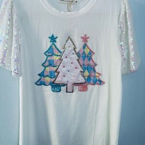 Southern Grace Sequin Christmas Tree Top - White